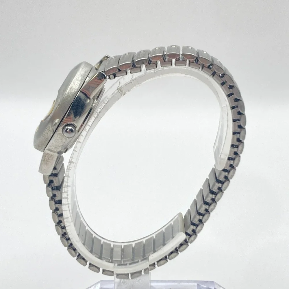 Accutime Hidden Dial Women's Watch Monkey Silver Tone Stretch Band New Battery